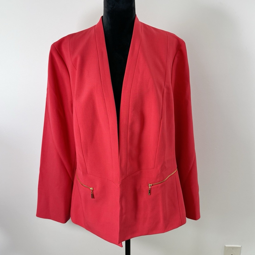 Kasper Jacket Women's 20W Red Blazer Long Sleeves Lined Church Career EUC